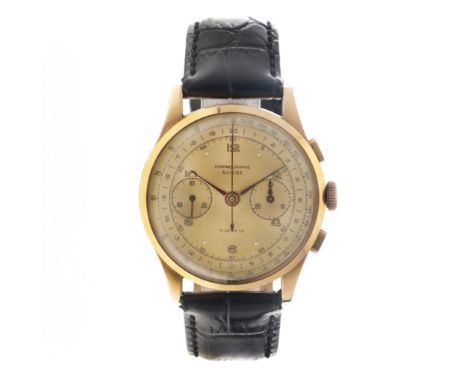 No Reserve - Chronograph Suisse 18K. - Men's watch. Case: rose gold (18K.) - strap: leather - manual winding - condition: dec