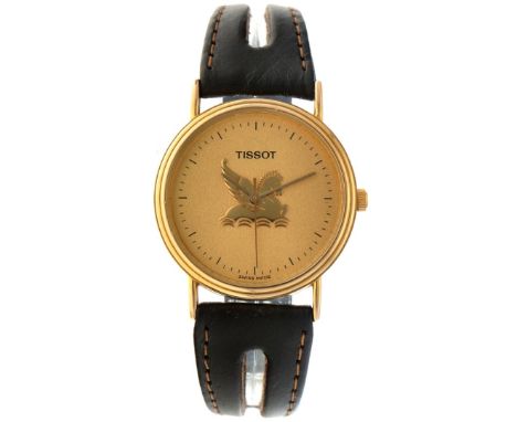 No Reserve - Tissot Pegasus C257K - Men's watch.  Case: gold-plated (14K.) - strap: leather - quartz - condition: good, movem