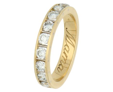 No Reserve - 18K Yellow gold demi-alliance ring set with approx. 0.81 ct. diamond. Ring with an inscription: mama. Set with n
