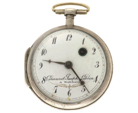 No Reserve - Emanual Joseph Lebrun silver (835/1000) - Men's pocket watch.  Case: silver - manual - condition: good, movement