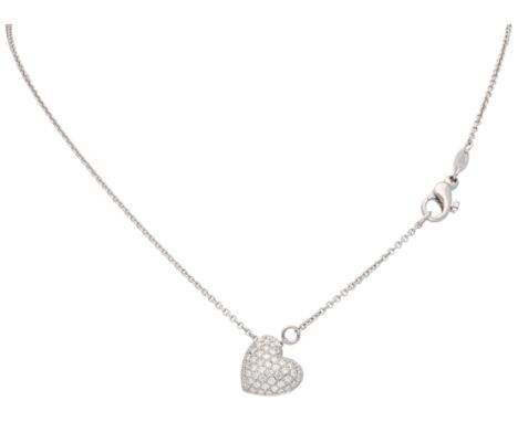 No Reserve - 18k Hulchi Belluni white gold necklace set with a total of approx. 0.78 ct. diamonds and ruby. Set with approx. 