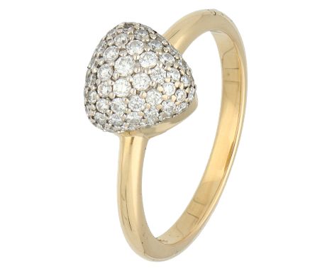 No Reserve - Bigli 18K white gold 'mini sweety' ring with diamond. Triangular design entirely pavé set with brilliant cut dia