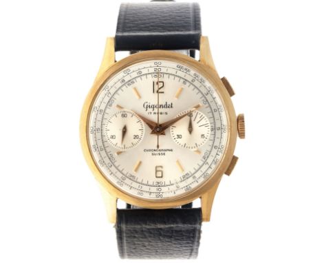 No Reserve - Gigandet Vintage  Chronograph 18K. - Men's watch.  Case: yellow gold (18K.) - strap: leather - manual winding - 