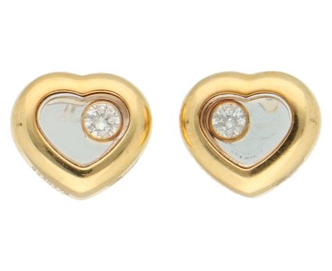 No Reserve - Chopard 18K yellow gold Happy Diamonds stud earrings set with approx. 0.11 ct. diamonds. With certificate from 2