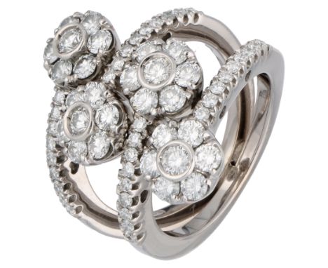No Reserve - Pasquale Bruni 18K white gold 'Figlia Dei Fiori' twist ring set with approx. 0.92 ct. diamond. "We are daughters