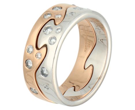 No Reserve - Georg Jensen 18K bicolor gold Fusion ring set with approx. 0.30 ct. diamond. Set with 16 brilliant cut diamonds 