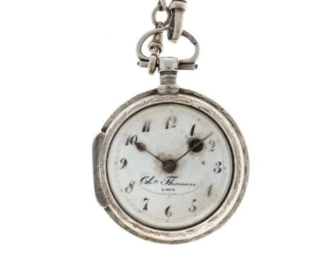 No Reserve - Ch. Thonon A Huy Verge Fusee - Men's pocketwatch. Case: silver (800/1000) - chain: silver (925/1000) - manual wi