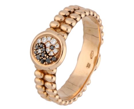 No Reserve - Hulchi Belluni 18k rose gold ring set with approx. 0.10 ct. of diamonds. Hulchi Belluni Rose gold ying & yang ri