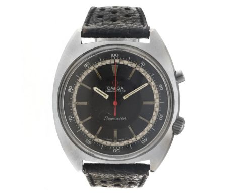 No Reserve - Omega Seamaster Chronostop 145.007 - Men's watch - approx. 1969. Case: steel - strap: leather - manual winding -