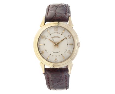 No Reserve - Hamilton Vintage - Men's watch. Case: gold-plated (10K.) - strap: leather - automatic - condition: good, movemen