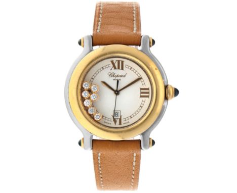 No Reserve - Chopard Happy Sport 27/8237-23 - Ladies watch. Case: gold/steel (18 ct.) - strap: leather - quartz - box - condi