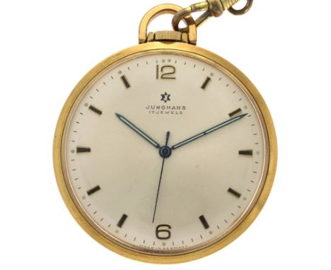 No Reserve - Junghans 14K. gold-plated - Men's pocket watch.  Case: gold-plated  (14K.) - manual winding - condition: good, m