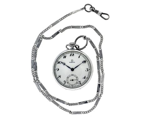 No Reserve - Omega Lever-Escapement - Men's pocket watch - approx. 1935. Case: steel - chain: steel - manual winding - condit