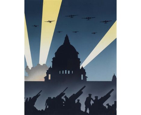 Robert Ballagh (b.1943)The Bombing of Belfast WWIIOil on canvas laid on board, 28 x 23cm (11 x 9'')Signed with initials; sign