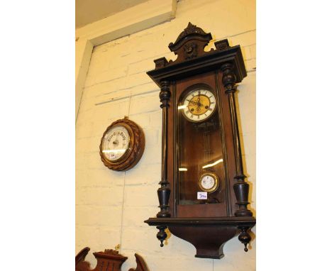 Victorian wall clock and rope twist barometer (2).