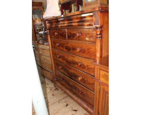 Victorian mahogany Scotch chest of seven drawers, 146cm by 119.5cm by 57cm.