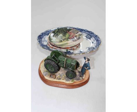 Border Fine Arts, Tractor, together with three collectors plates, meat plate and two others (7).