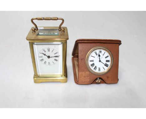 Gilt brass carriage clock and eight day travel clock (2).