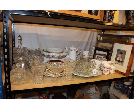 Royal Stafford tea service, Portmeirion, glass, prints, lamps, etc.