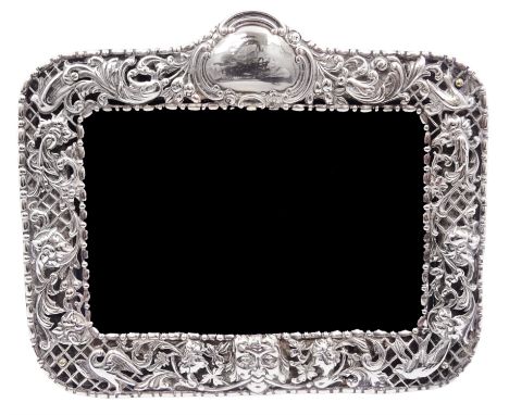 Victorian silver mounted photograph frame, of rectangular form, with bead and dart rim, pierced and embossed green man mask, 