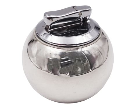 Modern silver mounted 'Witchball' table lighter, of plain spherical form, hallmarked William Comyns & Sons Ltd, London 1974Co