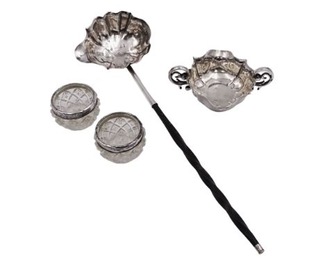 George III toddy ladle, the silver oval bowl with shaped rim and baleen twist handle, engraved with initial to underside, hal