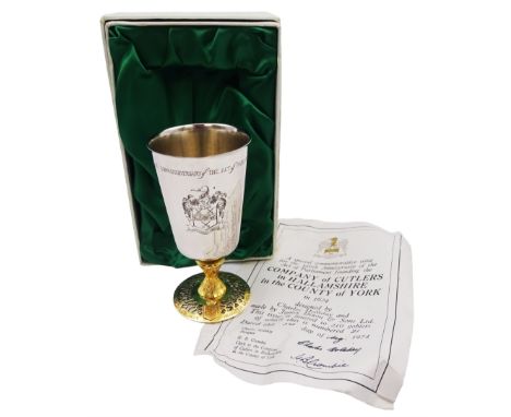 Modern limited edition silver goblet to commemorate the 350th anniversary of the Act of Parliament founding the Company of Cu
