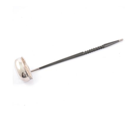 A modern silver punch ladle, Francis Howard Ltd, Sheffield 1975, ebony barley-twist handle, 32cm.