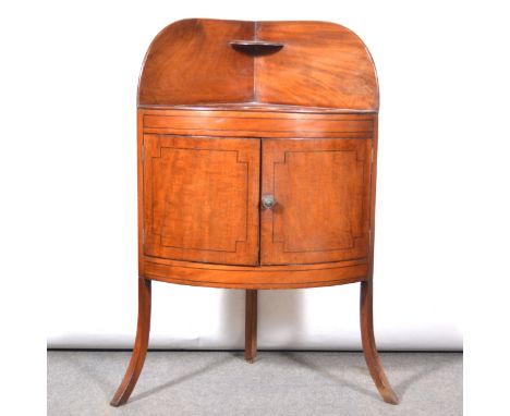 George III mahogany corner washstand, the top with recessed panel, cupboard under, splayed legs, width 82cm, depth 50cm, heig