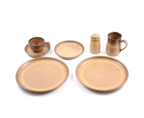 Denby stoneware dinner and tea service, oatmeal glaze.