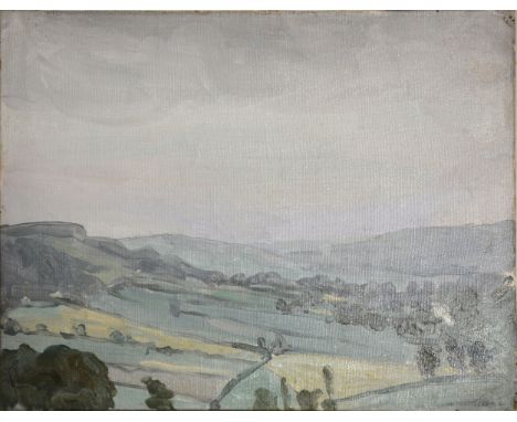 Emile Antoine Verpilleux Landscape with fells, Signed and dated 1915, oil on canvas mounted on wooden panel, 33 x 40cm.