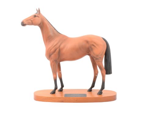 Beswick Connoisseur Model of Red Rum, on wooden stand with plaque, 32cm.