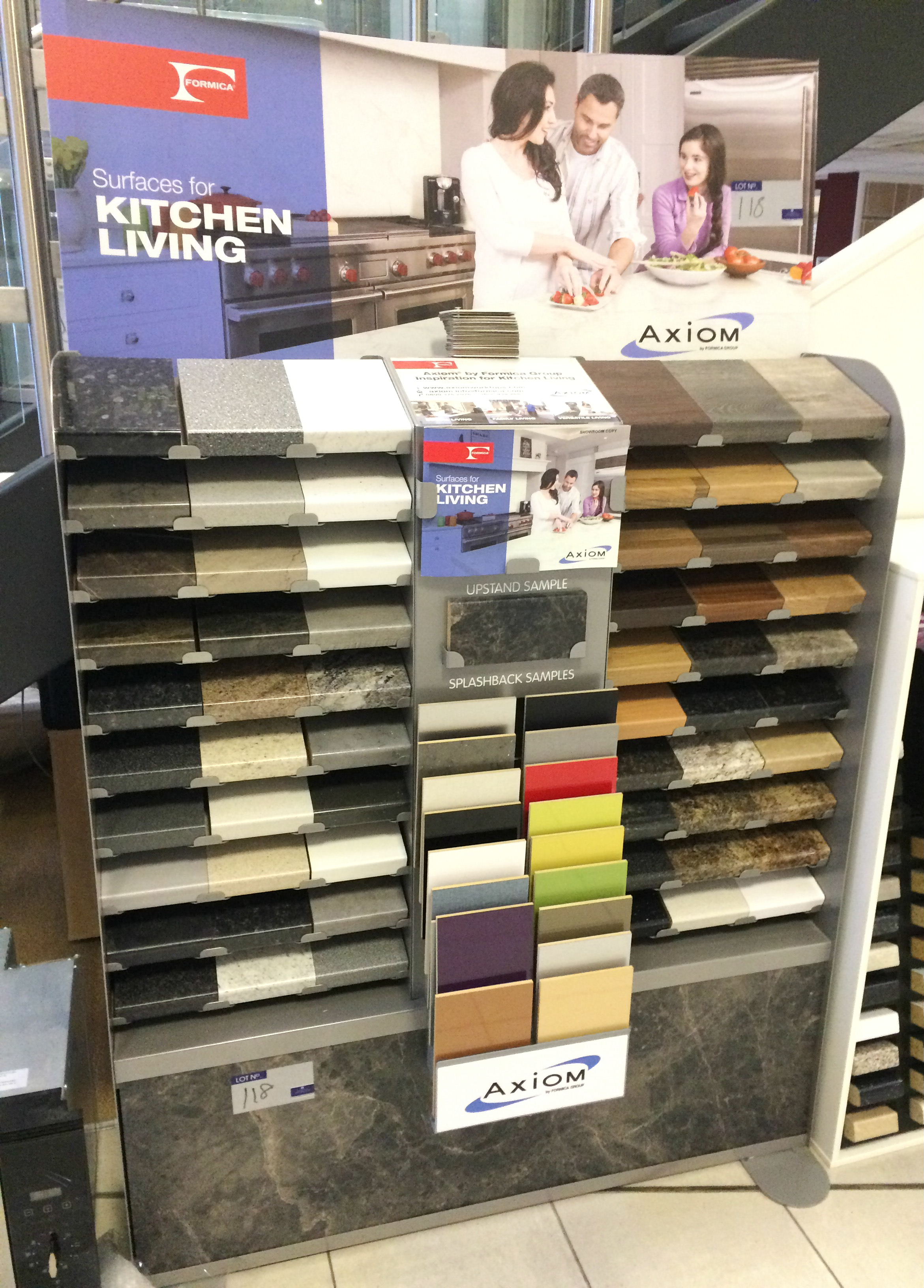 A Formica Axiom Worktop Display Stand and Samples.