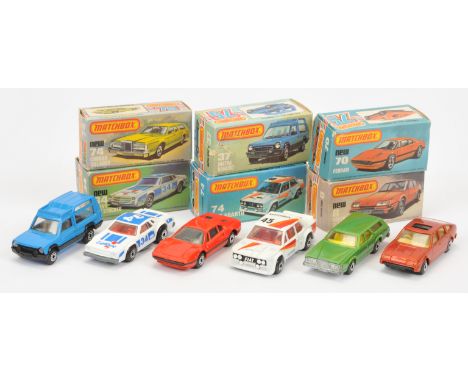 Matchbox Superfast group (1) 8d Rover 3500 - bronze, butterscotch interior (2) 34c Chevy Pro Stocker (3) 37e Talbot Matra Ran