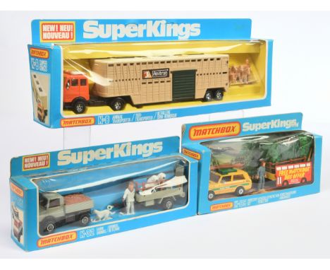 Matchbox Super kings group of Farm &amp; Forestry Vehicles (1) K8 Mercedes Articulated Animal Transporter complete with Cattl
