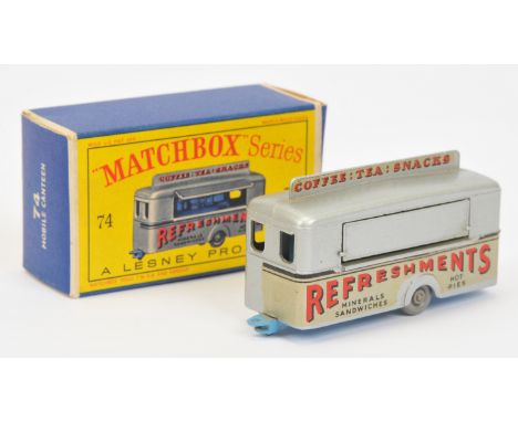 Matchbox Regular Wheels 74a Mobile Refreshments Canteen Stannard Code 15 - metallic silver type B body light blue interior &a