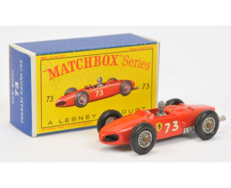 Matchbox Regular Wheels 73b Ferrari F1 Racing Car Stannard Code 1 - red body with racing No.73 decals, grey plastic driver, t