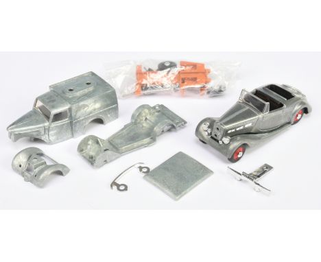 Matchbox Dinky Collection bare metal&nbsp; pair (1) DY8&nbsp; Commer Van - bare metal body &amp; baseplate with various compo