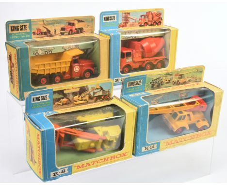 Matchbox King Size a group of Construction Vehicles. (1) K8 Caterpillar Traxcavator - lemon yellow body, orange bucket &amp; 