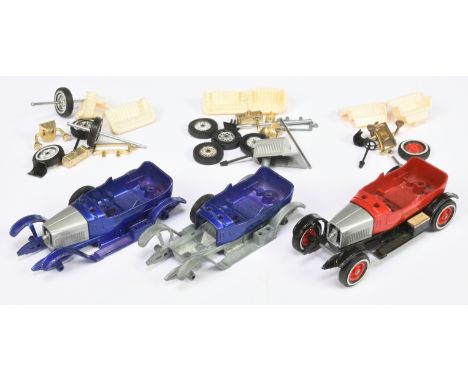 Matchbox Models of Yesteryear Y2 1913 Prince Henry Vauxhall Unassembled models (1) blue body &amp; chassis, silver body, bras