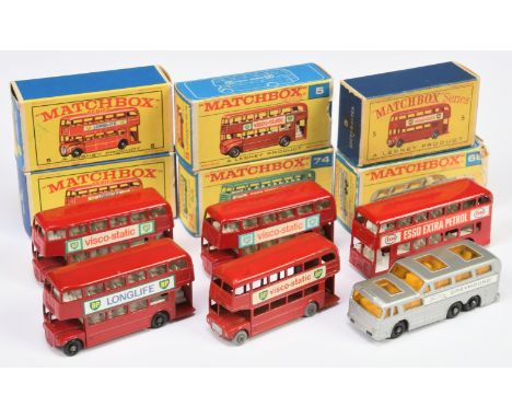 Matchbox Regular Wheels group of Buses &amp; Coaches to include 5c London&nbsp; Routemaster bus "BP Visco-Static" - red body,