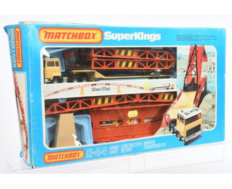 Matchbox Super Kings K44 Berliet Articulated Bridge Layer with Burnt Sienna Bridge sections, complete with all bridge compone