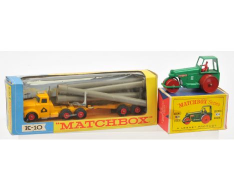 Matchbox King Size group (1) K9 Aveling Barford Diesel Road Roller - green body with Pegasus decals, red plastic driver, red 