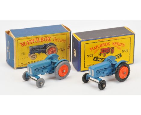 Matchbox Regular Wheels 72a Fordson Major Tractor pair (1)&nbsp; blue body with silver grille, type A base with raised platfo