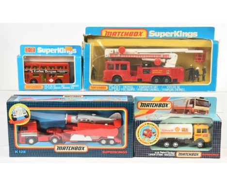 Matchbox Super Kings group (1) K39 ERF Simon Snorkel Fire Engine - red body with County Fire Dept rear labels but without cab