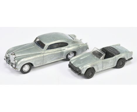 Matchbox, Dinky Range, Pre-Production pair (1) DY20, Triumph TR4A, Bare metal screw base and body, black and grey plastic par
