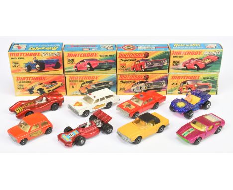 Matchbox Superfast group to include 6b Mercedes 350SL - yellow body with black roof, amber windscreen, pale yellow interior; 