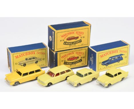 Matchbox Regular Wheels group of Cars (1) 31a Ford Customline Station Wagon - yellow body with mask sprayed front &amp; rear 