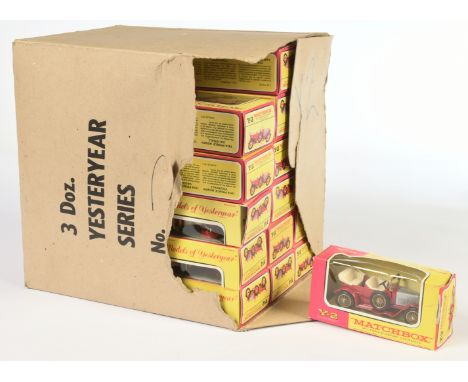 Matchbox Models of Yesteryear factory trade box for 3 dozen models containing 36 x &nbsp;Y2 Prince Henry Vauxhall - red body 