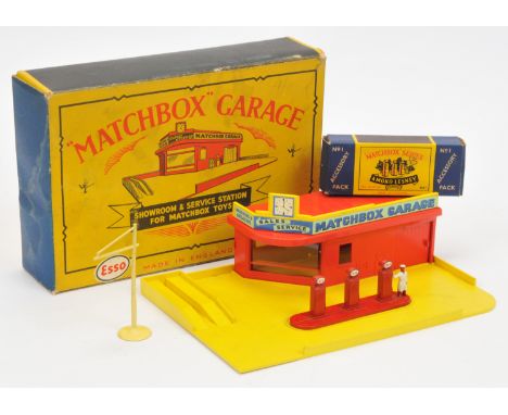 Matchbox Pair of accessory Packs to include (1) MG-1 Matchbox Garage &amp; Service Station - would benefit from light cleanin